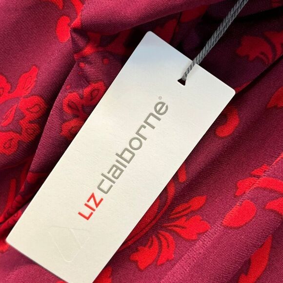 NWT LIZ CLAIBORNE Women’s Career Blouse 3X Magenta Scroll Long Sleeve Stretch - Picture 13 of 15